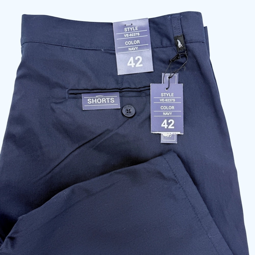 Velero Chino Shorts Mens 42 Navy New Cotton Blend Flat Front Golf